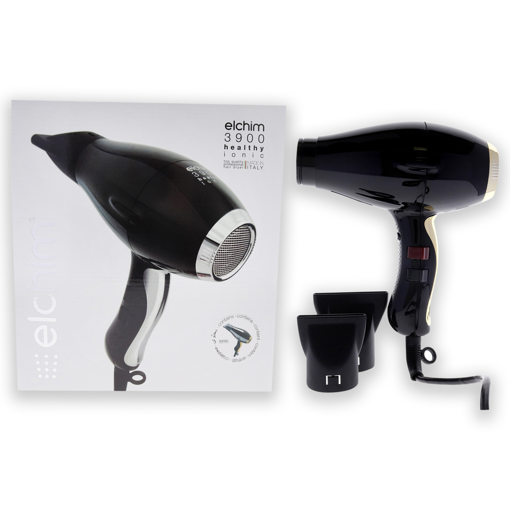 3900 Healthy Ionic Hair Dryer - Black-Gold by Elchim for Unisex 1 Pc Hair Dryer